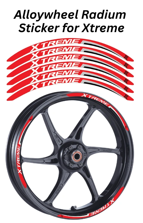 Alloy Wheel Radium Sticker Compatible with Xtreme | Made in Premium Radium with FPF (Fade Protection Film), Waterproof, Precut Sticker, Pack Of 12